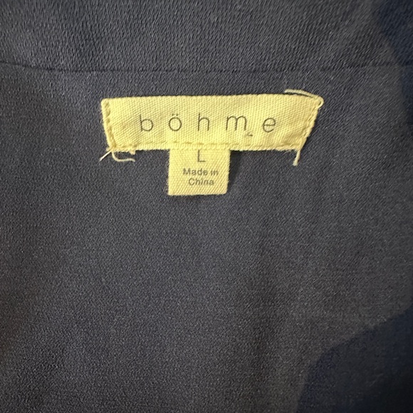 Böhme‎ Navy Wrap Dress Size Large Pockets  Midi Belted Classic Chic Style - Picture 9 of 12